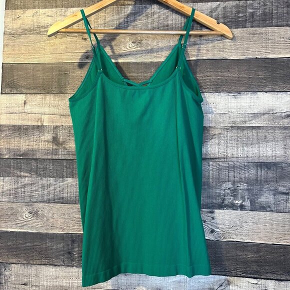 Intimately Free People Green Ribbed Cami Top M Adjustable Summer Stretch Lounge - Picture 2 of 5